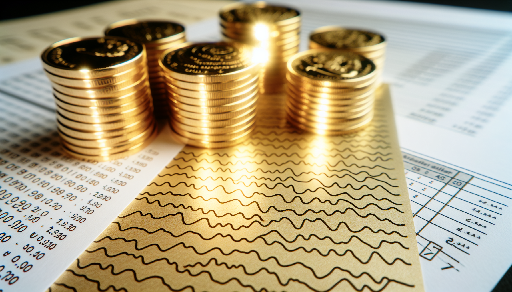 Gold coins and financial documents